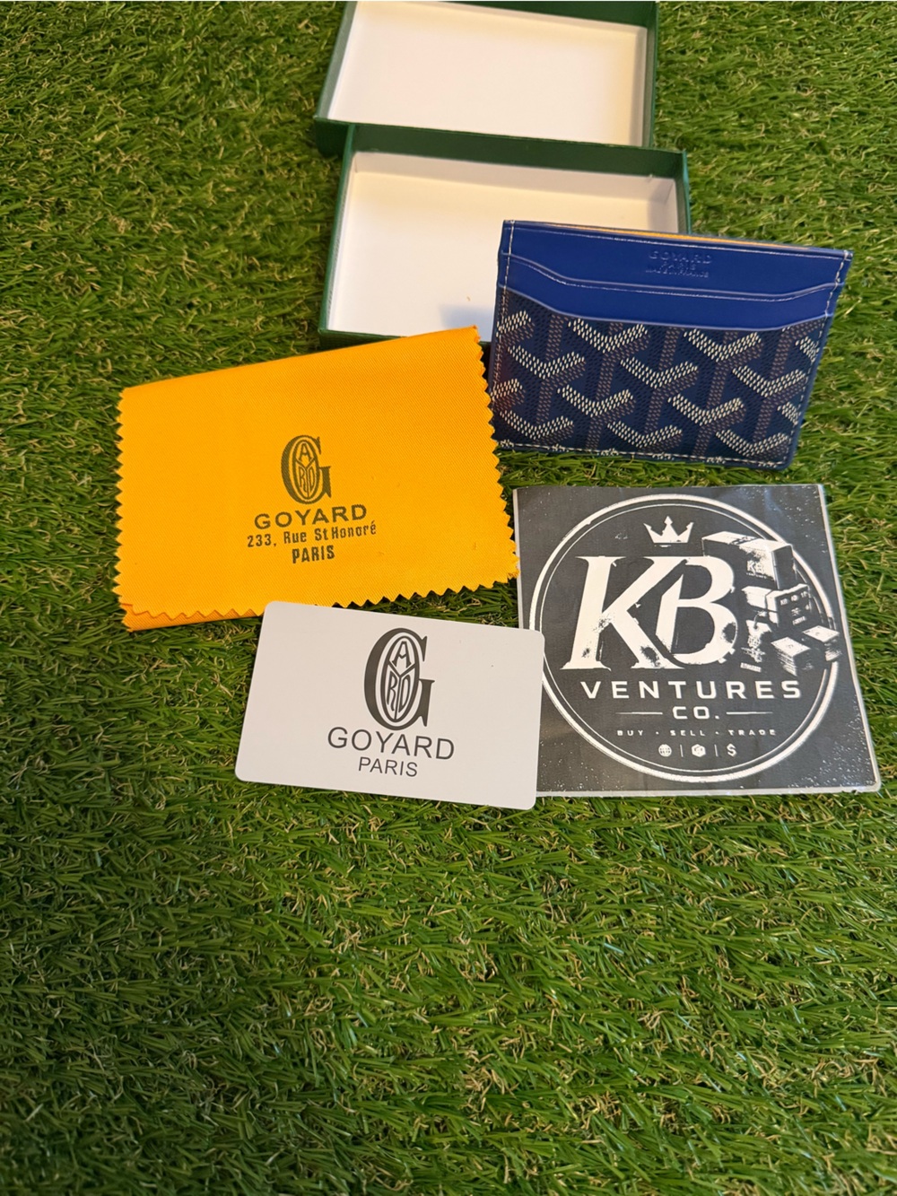 Goyard Blue and Navy Card Holder with Goyardine Pattern